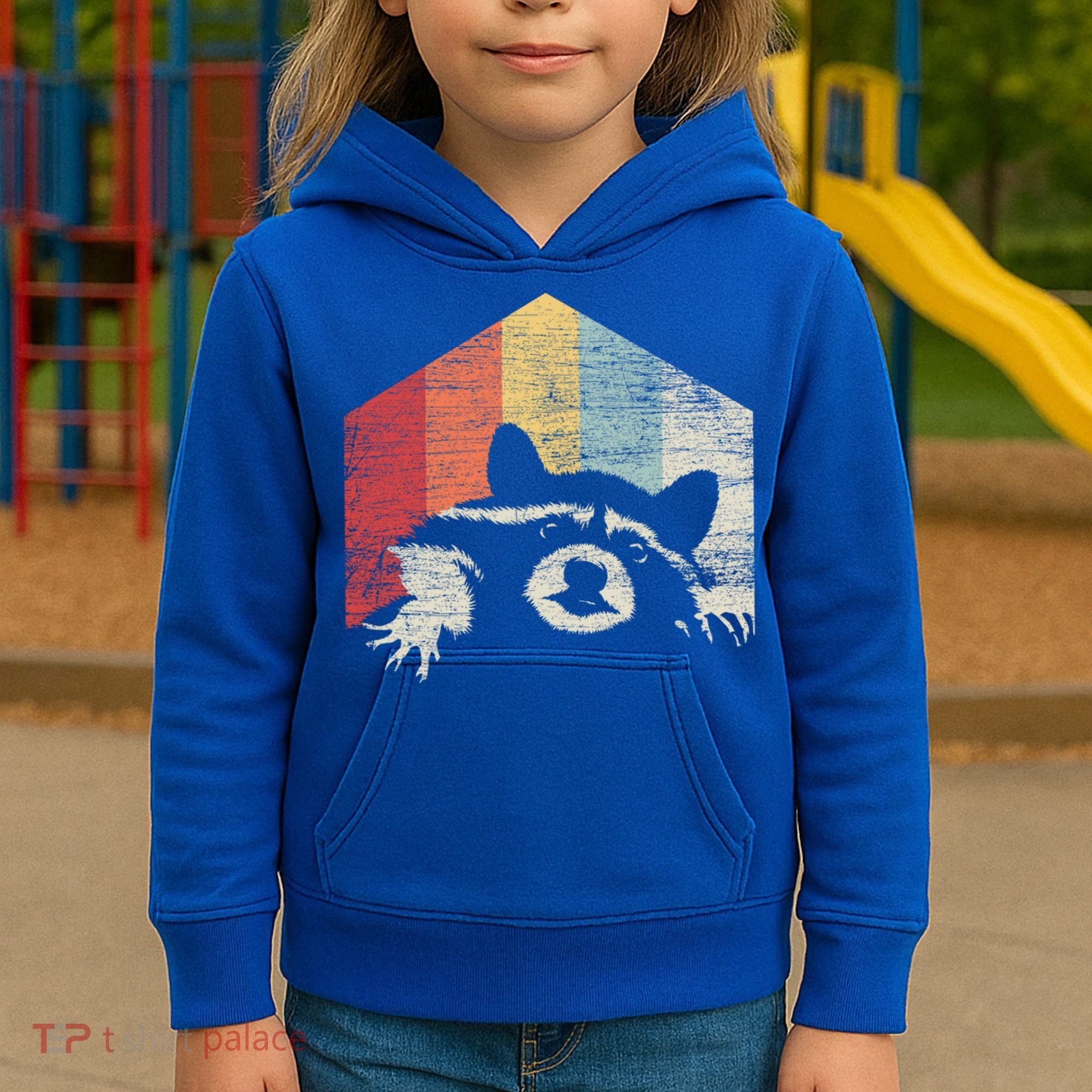 Retro Raccoon Gift Kids Hoodie