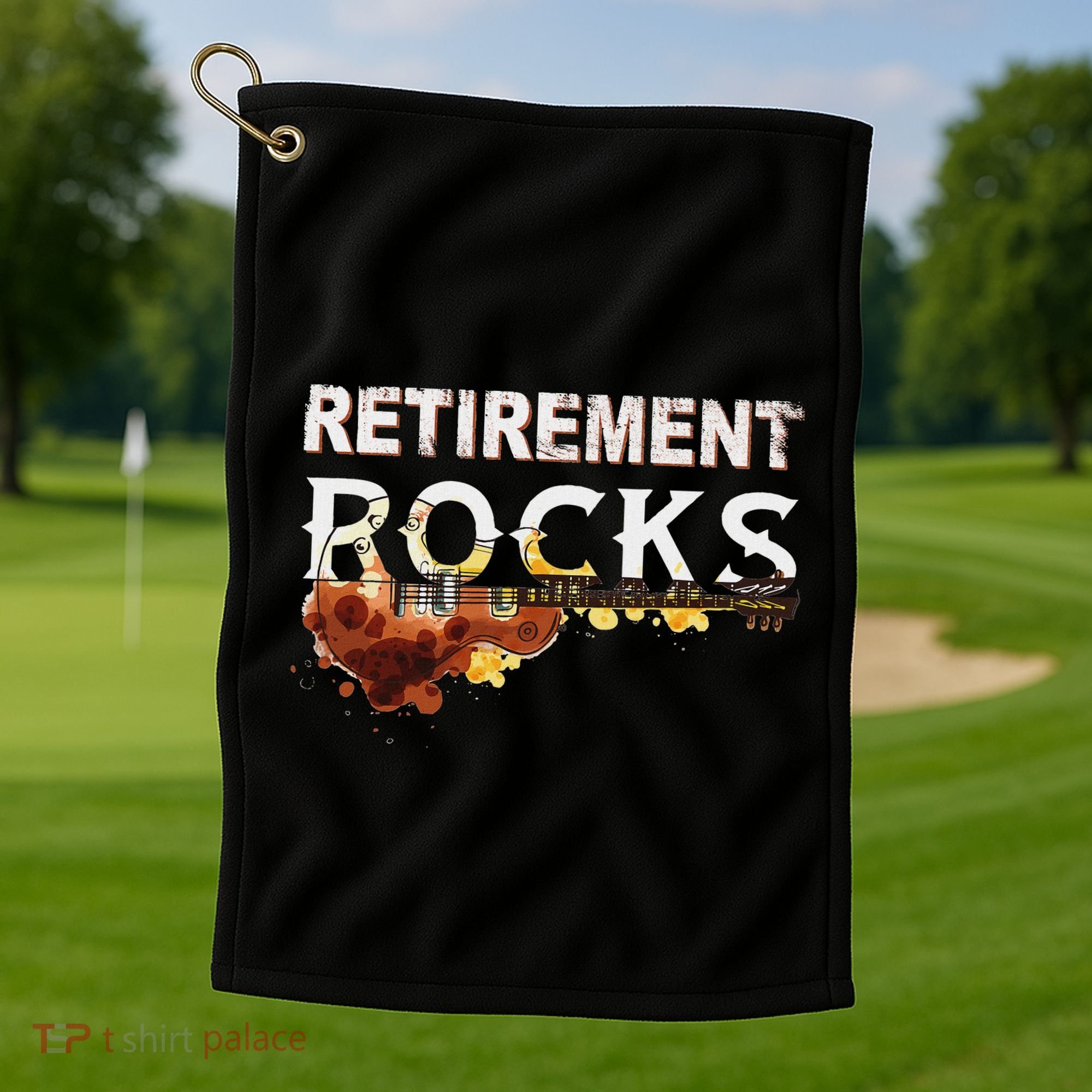 Retirement Rocks Guitar Old Rockers Retired Golf Towel