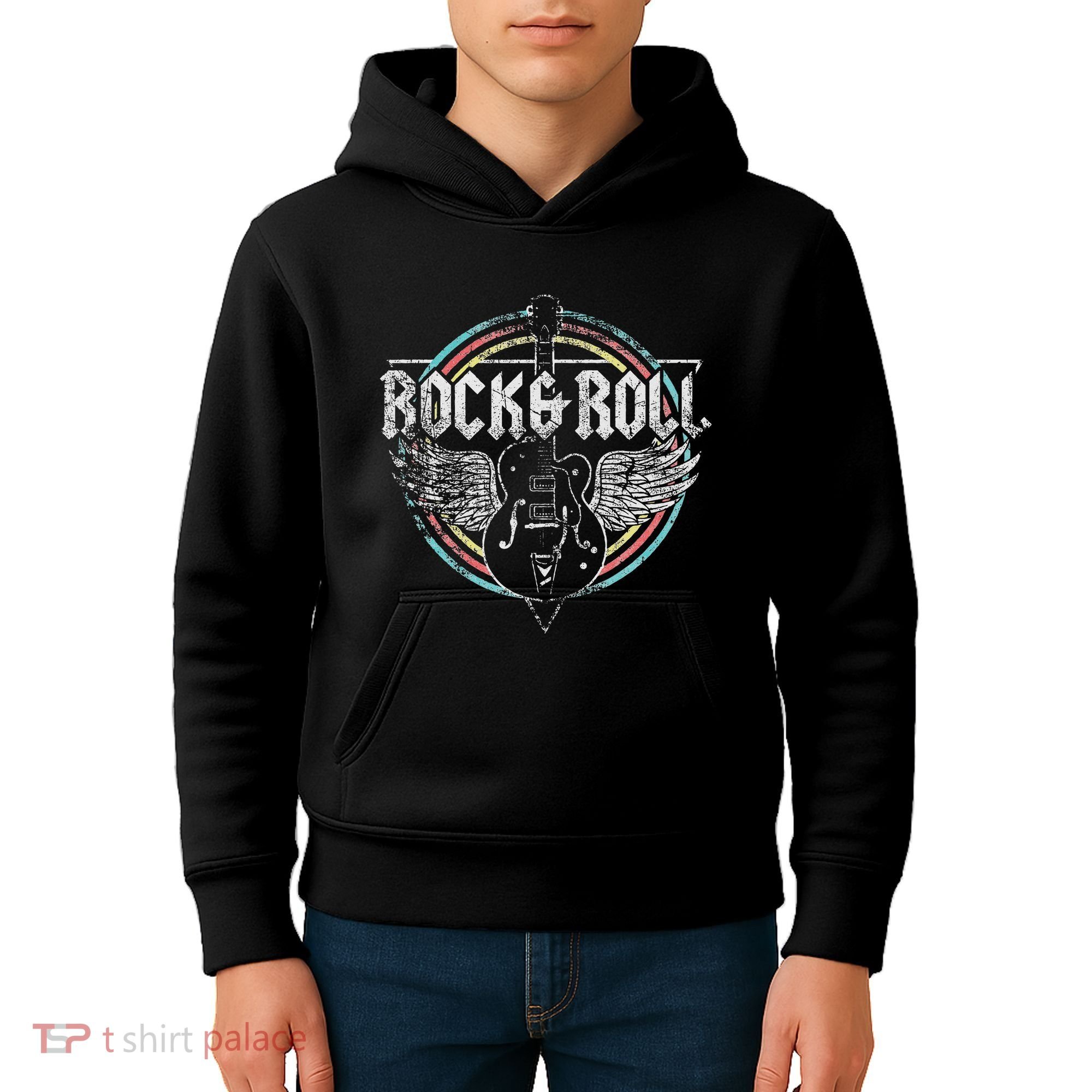 Rock & Roll Guitar Wings Music Kids Hoodie