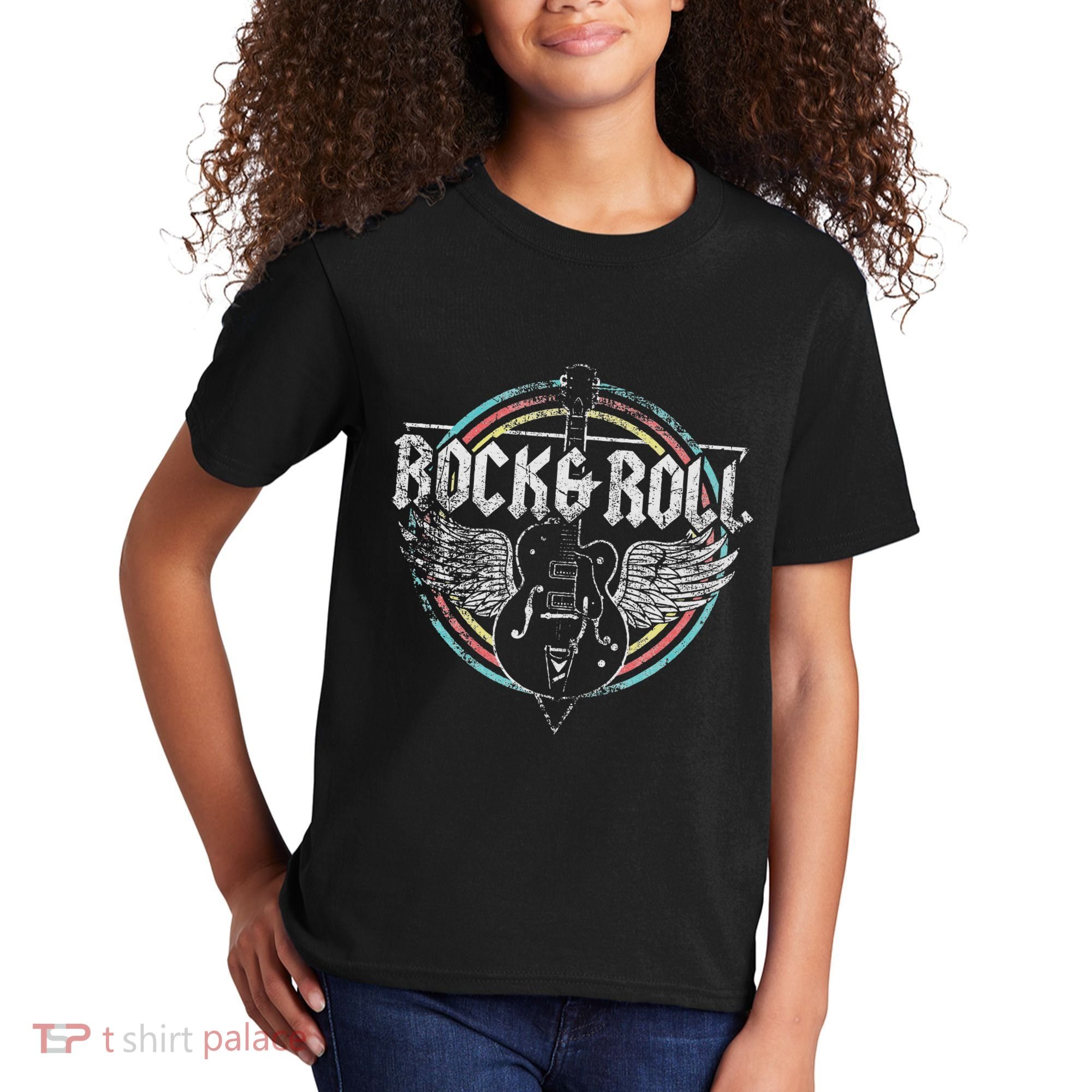 Rock & Roll Guitar Wings Music Kids T-Shirt