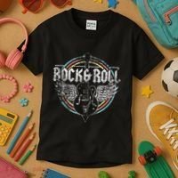 Rock & Roll Guitar Wings Music Kids T-Shirt thumb 3