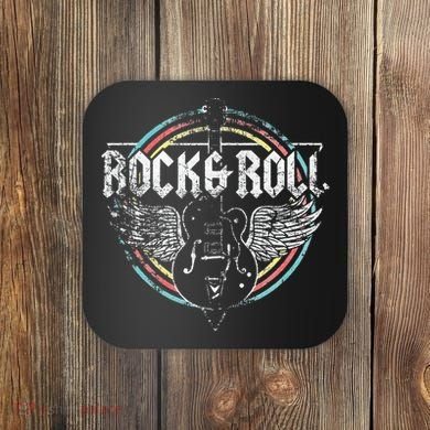 Rock & Roll Guitar Wings Music Coaster