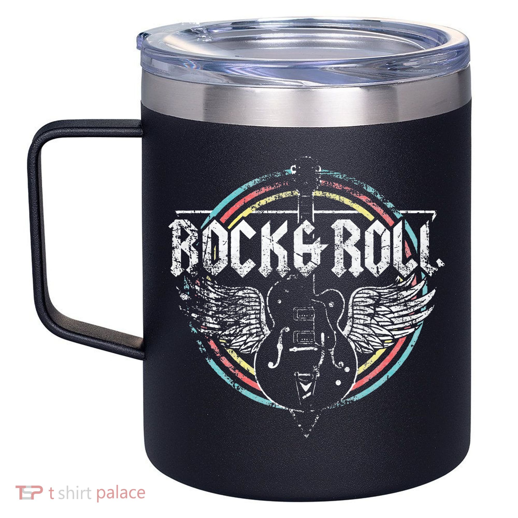 Rock & Roll Guitar Wings Music 12oz Stainless Steel Coffee Mug