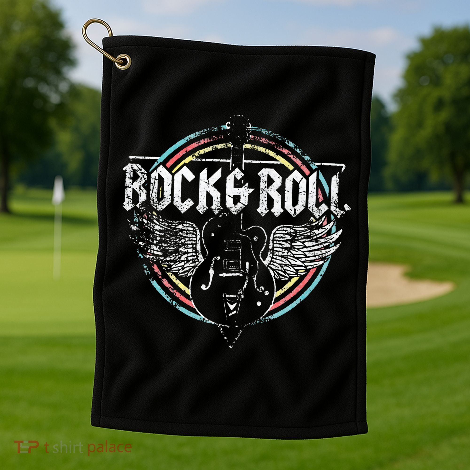 Rock & Roll Guitar Wings Music Golf Towel