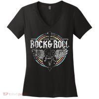 Rock & Roll Guitar Wings Music Women's V-Neck T-Shirt thumb 0