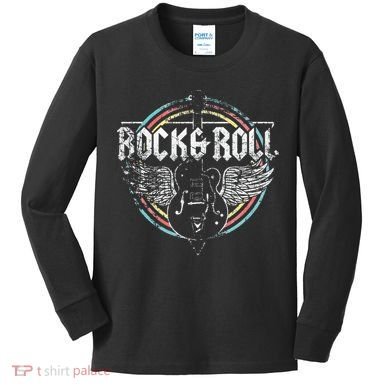 Rock & Roll Guitar Wings Music Kids Long Sleeve Shirt