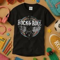 Rock & Roll Guitar Wings Music Kids T-Shirt thumb 3