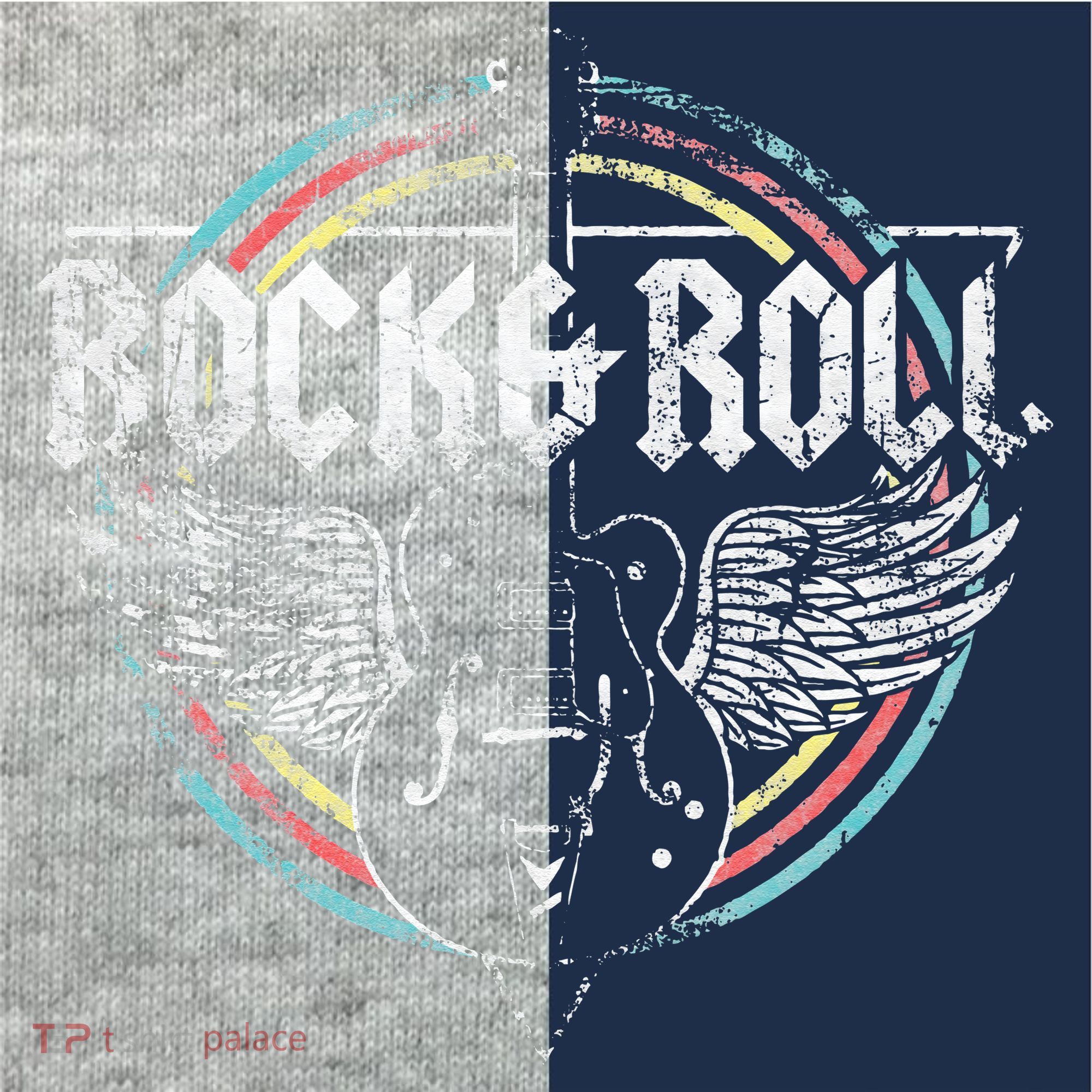 Rock & Roll Guitar Wings Music Kids Colorblock Raglan Jersey