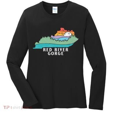 Red River Gorge Kentucky Outdoors State Nature Retro Women's Long Sleeve Shirt