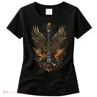 Rock & Roll Guitar With Wings Women's T-Shirt thumb 0