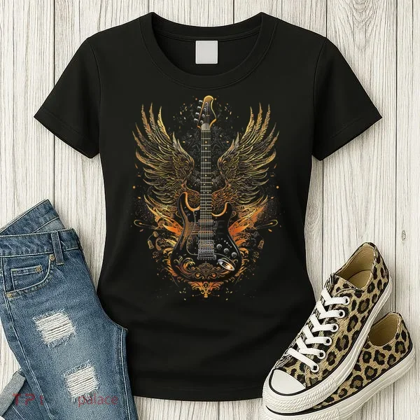 Rock & Roll Guitar With Wings Women's T-Shirt