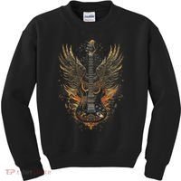Rock & Roll Guitar With Wings Kids Sweatshirt thumb 0