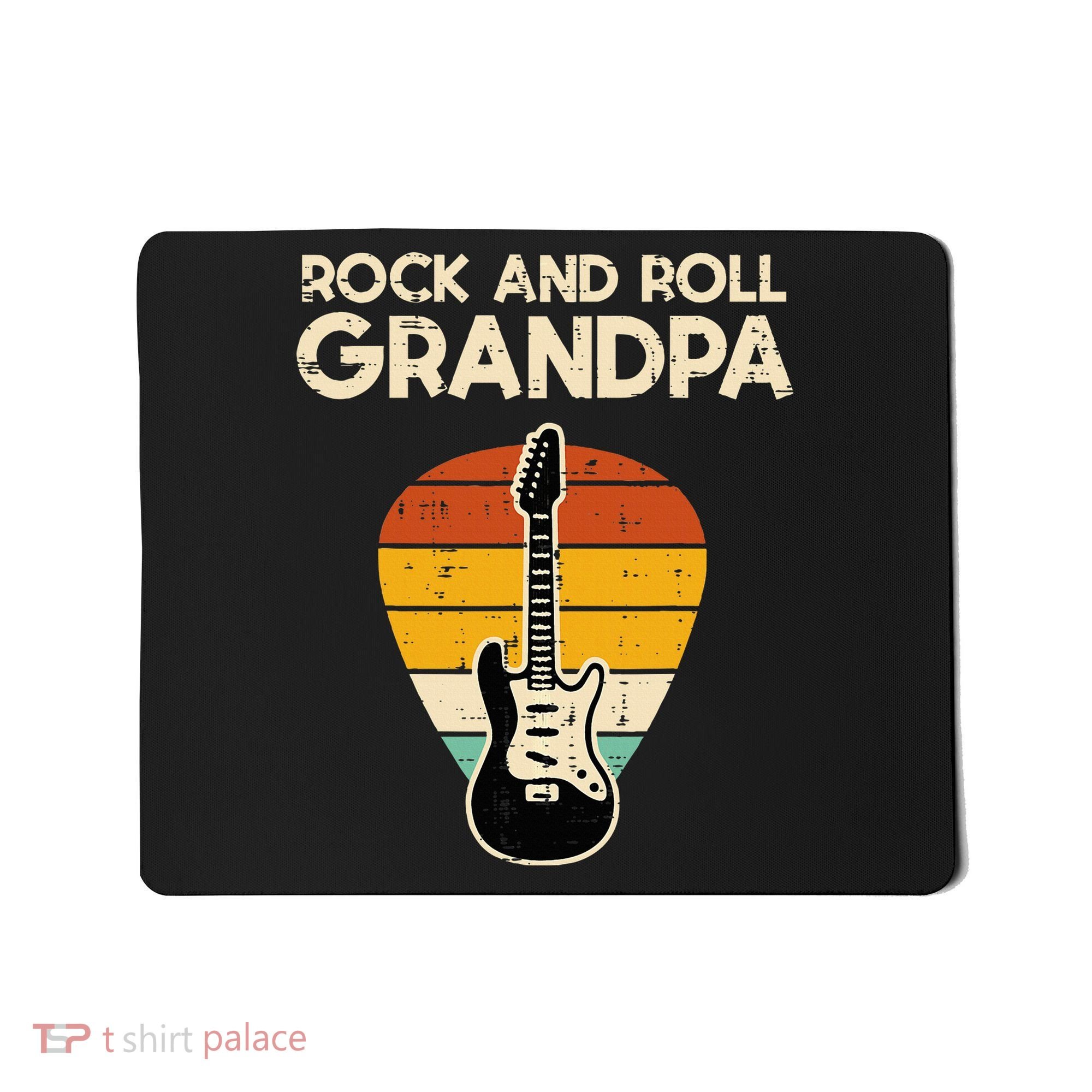 Rock Roll Grandpa Guitar Retro Rocker Papaw Grandfather Mousepad