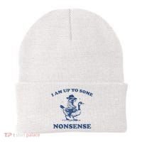 Raccoon Ride Goose I Am Up To Some Nonsense Funny Gift Beanie thumb 0