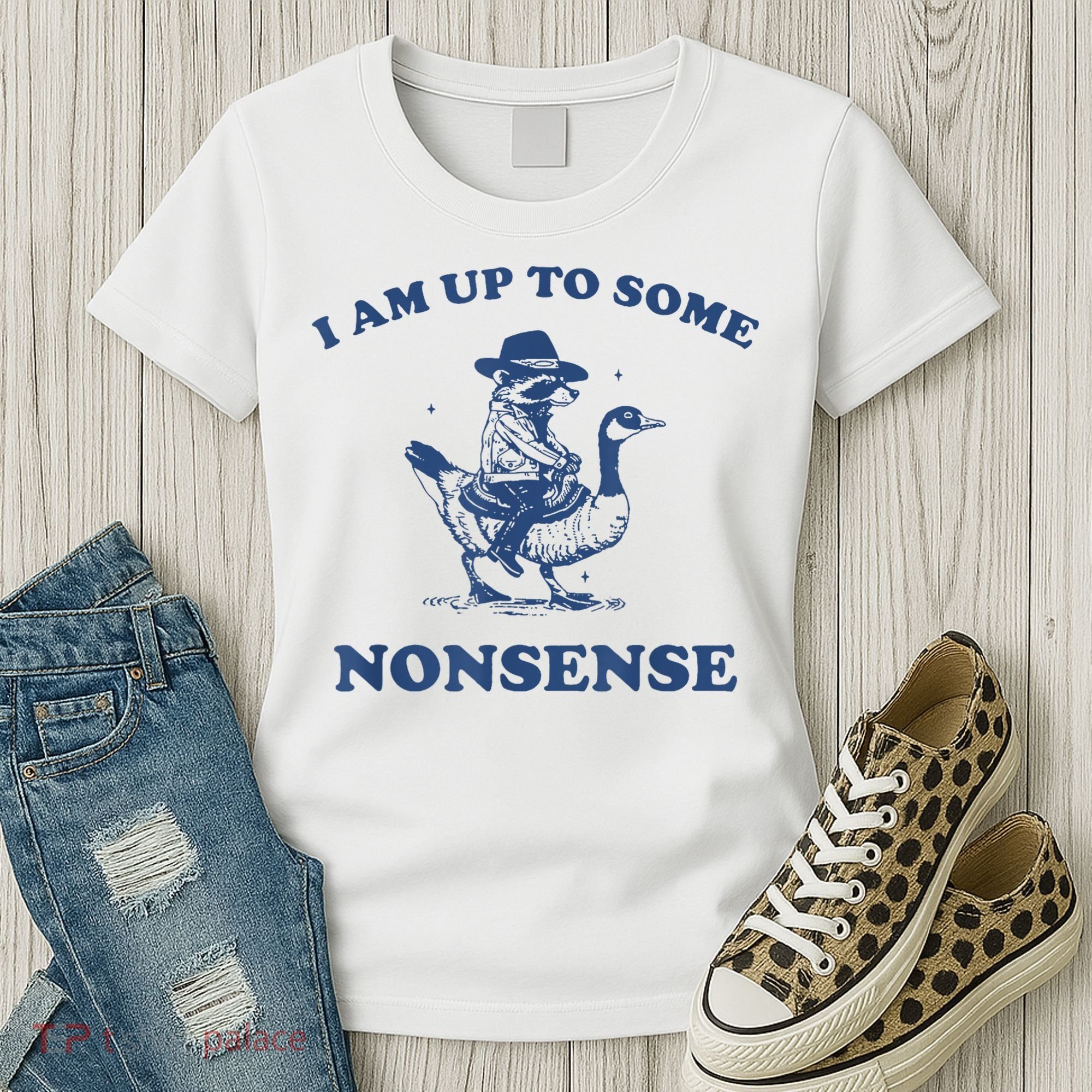 Raccoon Ride Goose I Am Up To Some Nonsense Funny Gift Women's T-Shirt