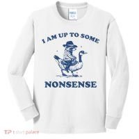 Raccoon Ride Goose I Am Up To Some Nonsense Funny Gift Kids Long Sleeve Shirt thumb 0