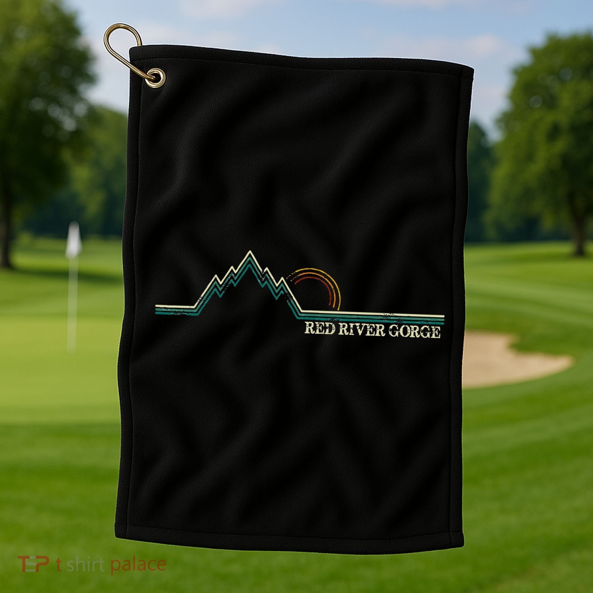 Red River Gorge Kentucky Retro Mountain Golf Towel
