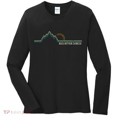 Red River Gorge Kentucky Retro Mountain Women's Long Sleeve Shirt