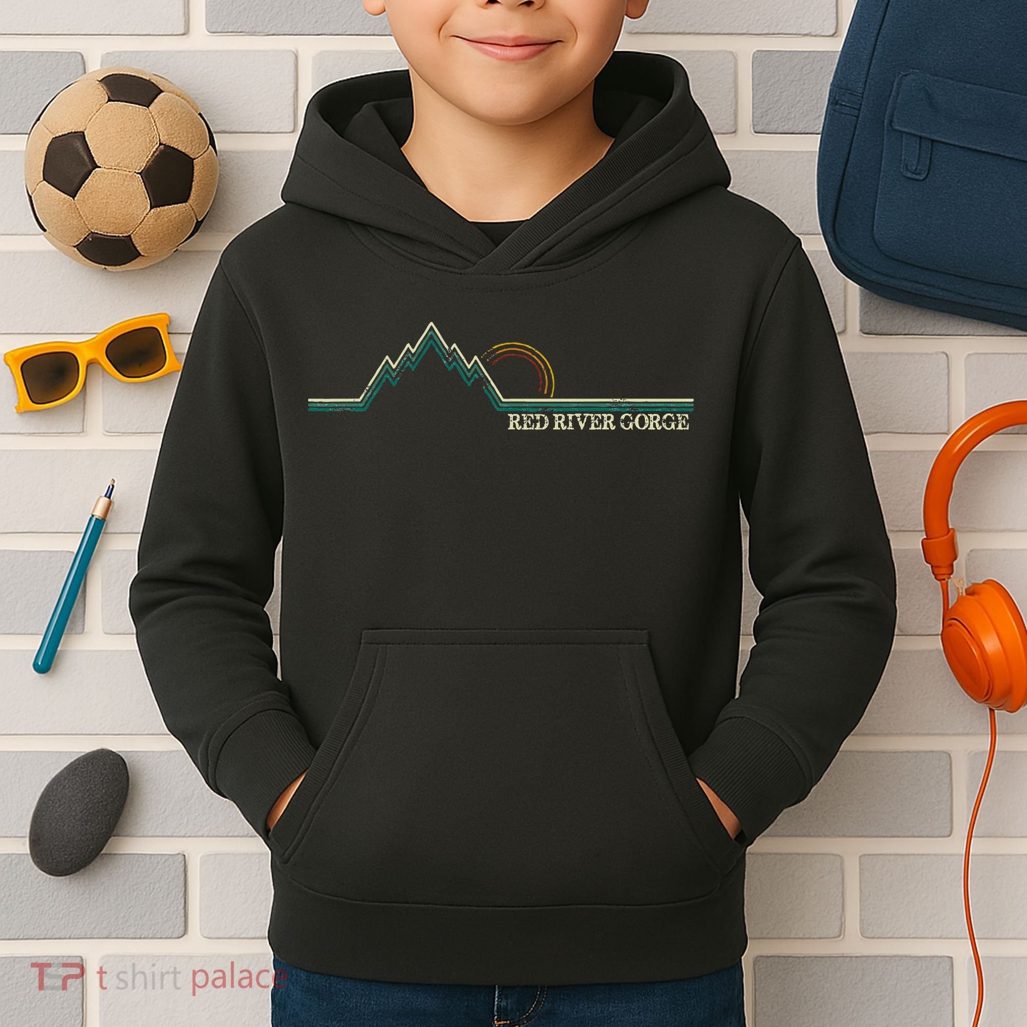 Red River Gorge Kentucky Retro Mountain Kids Hoodie