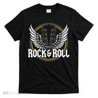 retro Roll Guitar Wings Music Concert Band T-Shirt thumb 0