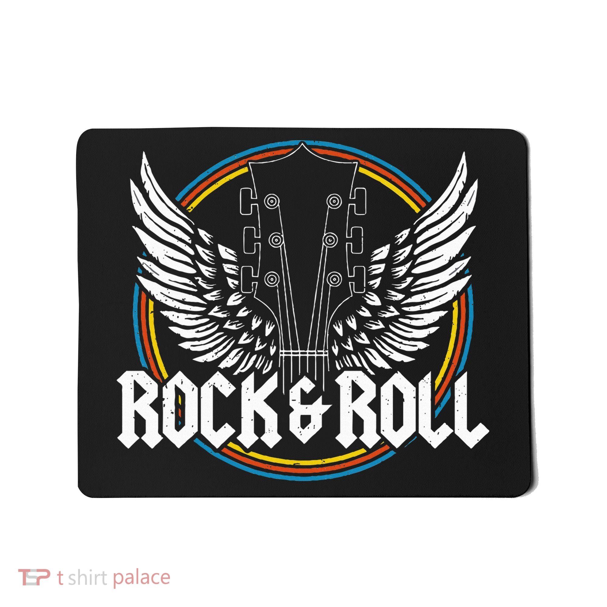 retro Roll Guitar Wings Music Concert Band Mousepad
