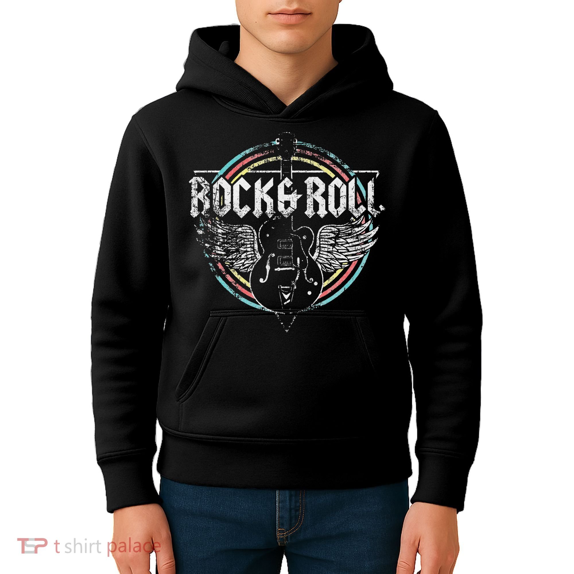 Rock & Roll Guitar Wings Music Classic Retro Kids Hoodie