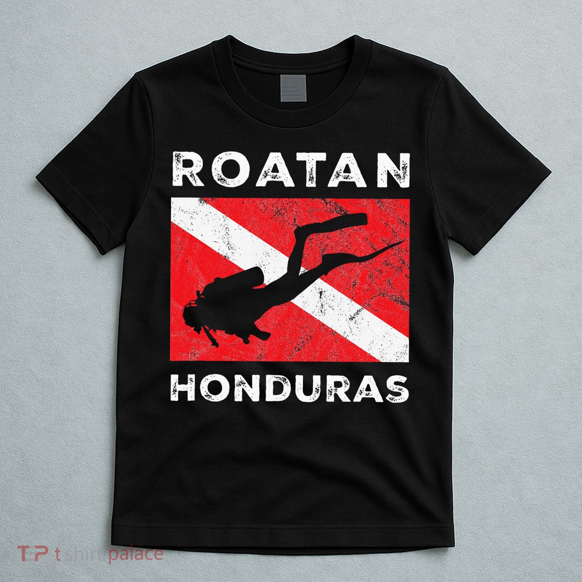 Retro Roatan Honduras Scuba Dive Vintage Dive Flag Diving T-Shirt