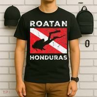 Retro Roatan Honduras Scuba Dive Vintage Dive Flag Diving T-Shirt thumb 6