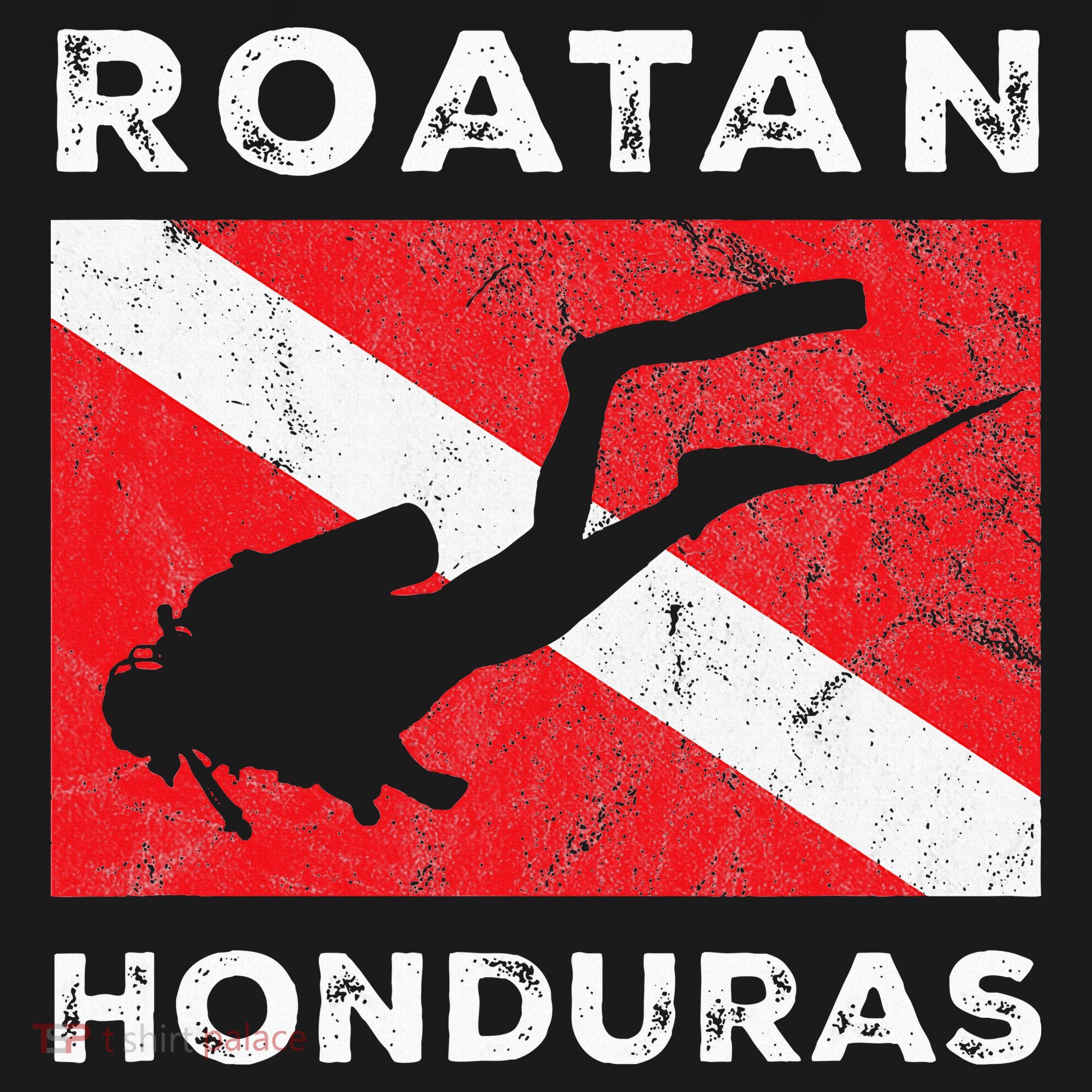 Retro Roatan Honduras Scuba Dive Vintage Dive Flag Diving T-Shirt