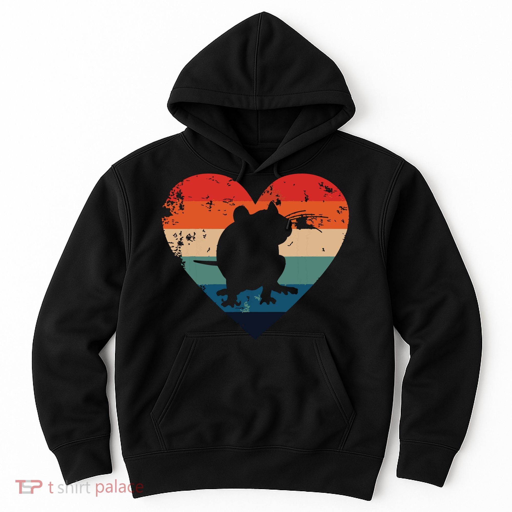 Rat Retro Heart Mouse Rodent Lover Rat Owner Hoodie