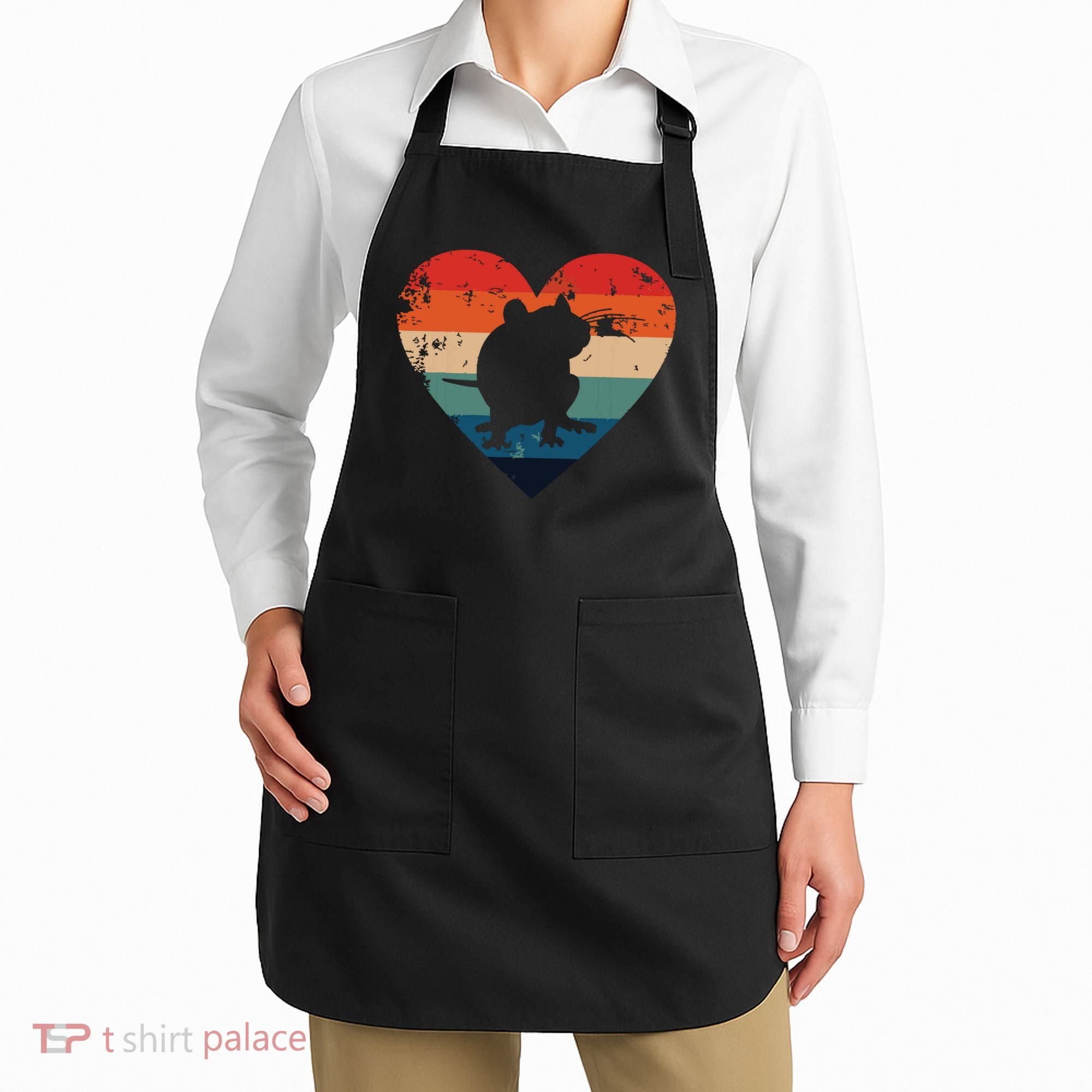 Rat Retro Heart Mouse Rodent Lover Rat Owner Apron