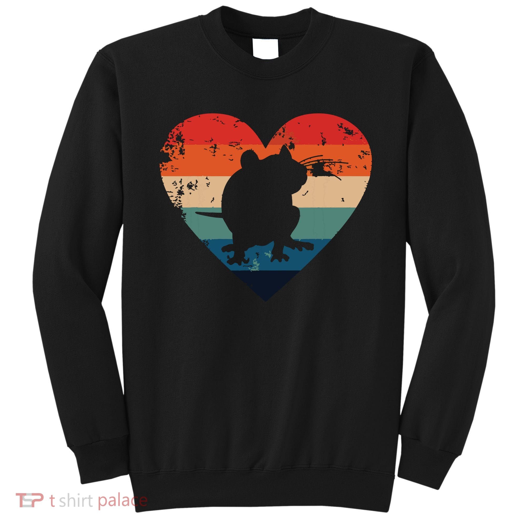 Rat Retro Heart Mouse Rodent Lover Rat Owner Sweatshirt