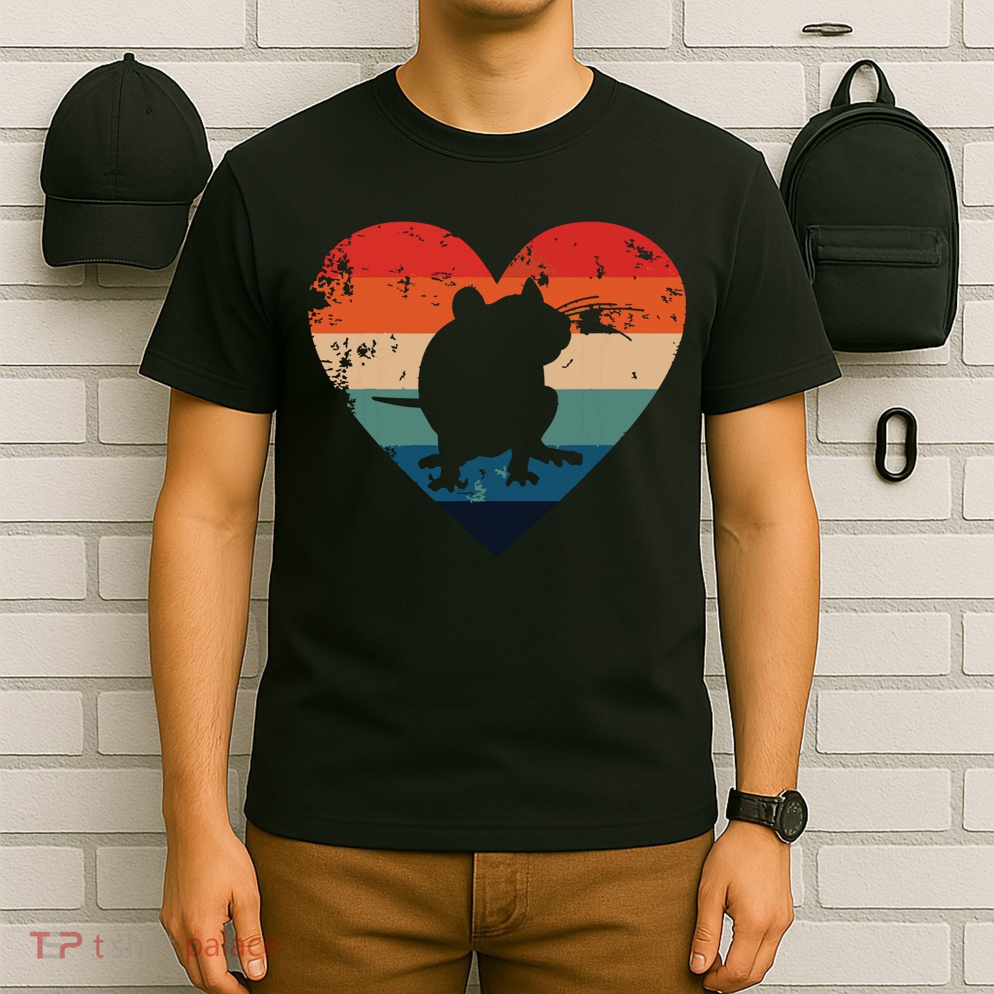Rat Retro Heart Mouse Rodent Lover Rat Owner T-Shirt