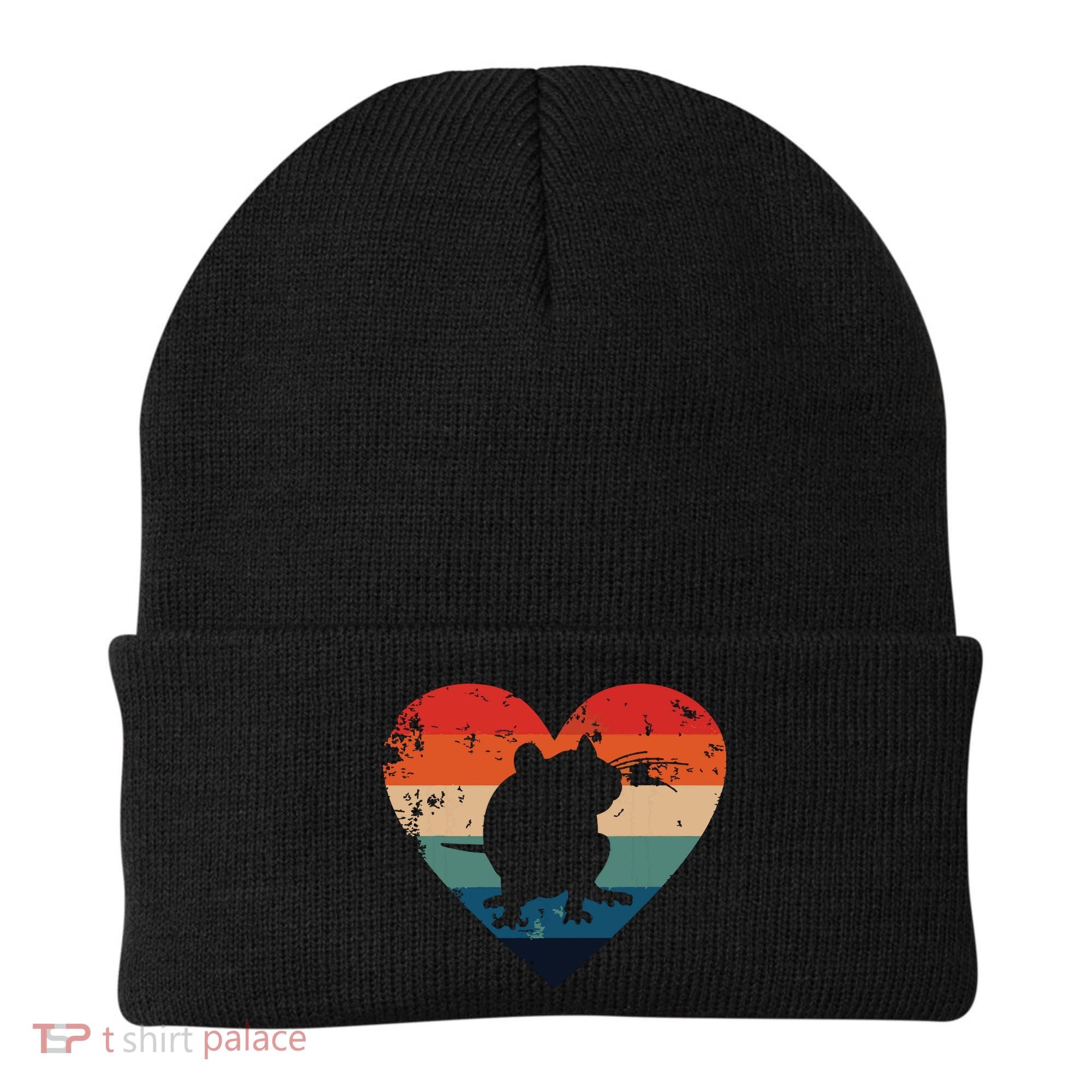 Rat Retro Heart Mouse Rodent Lover Rat Owner Beanie