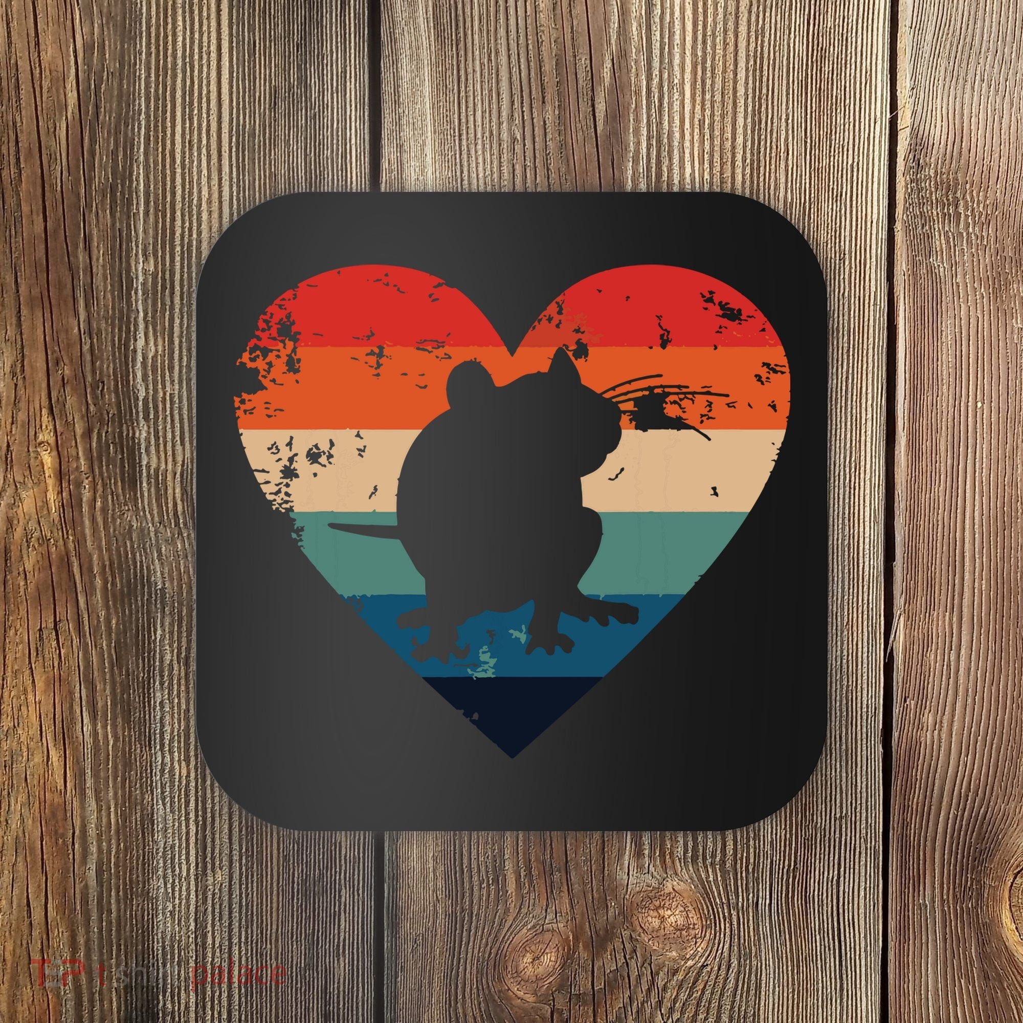 Rat Retro Heart Mouse Rodent Lover Rat Owner Coaster