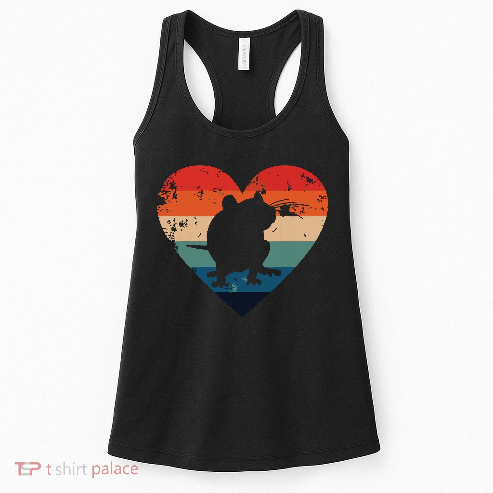 Rat Retro Heart Mouse Rodent Lover Rat Owner Women's Tank Top