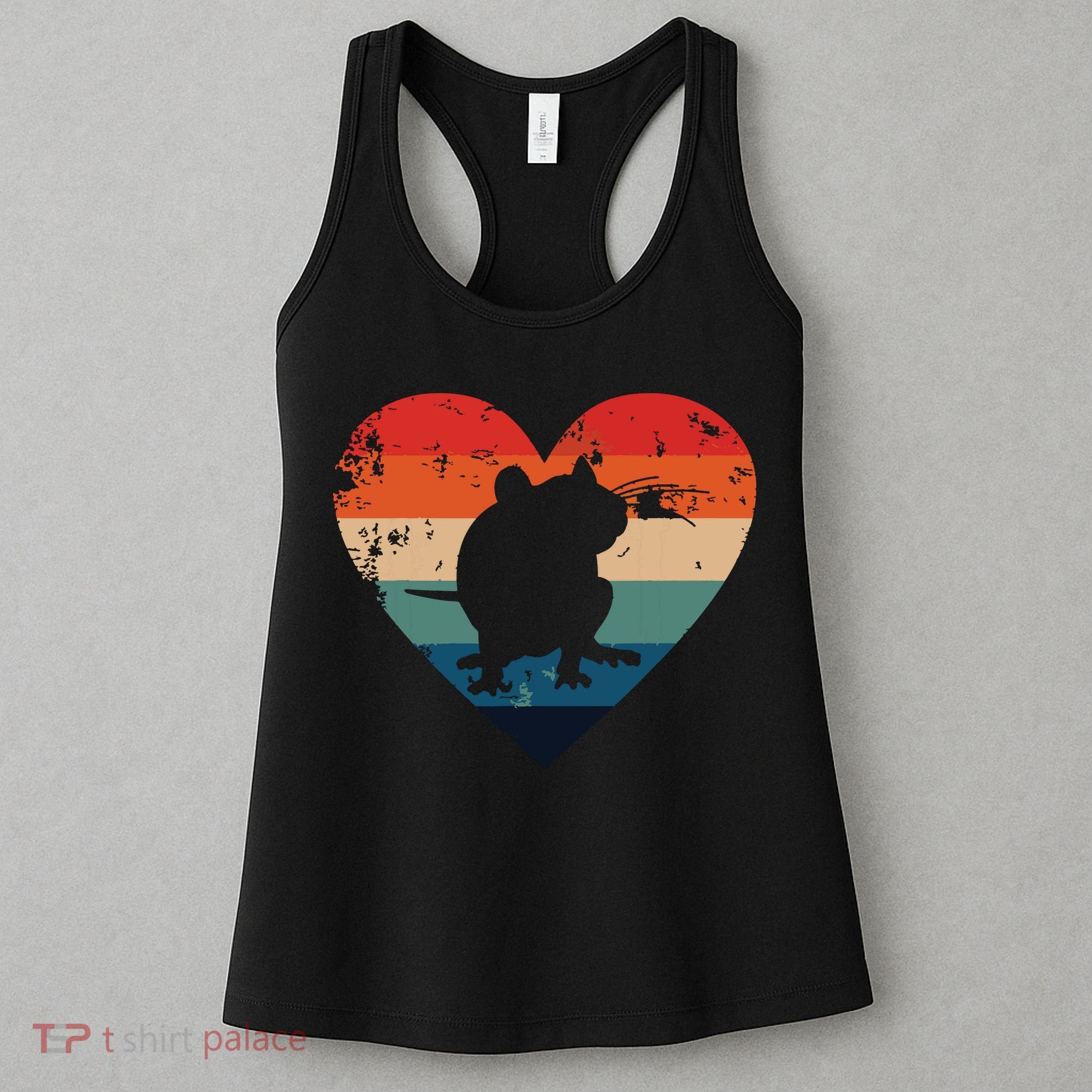 Rat Retro Heart Mouse Rodent Lover Rat Owner Women's Tank Top