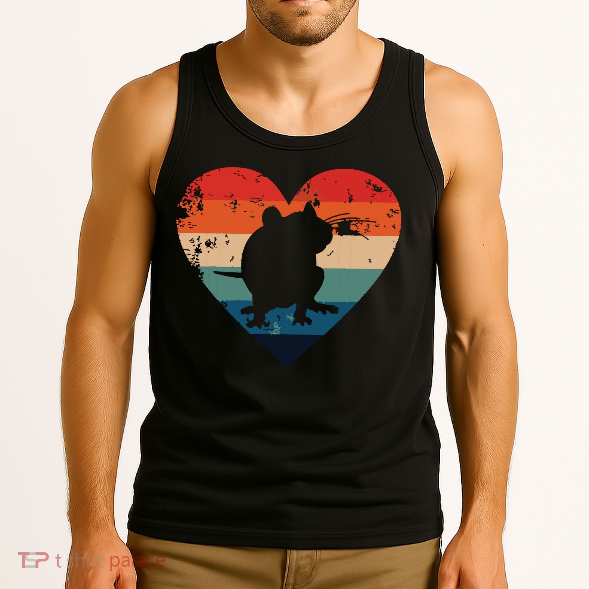 Rat Retro Heart Mouse Rodent Lover Rat Owner Tank Top