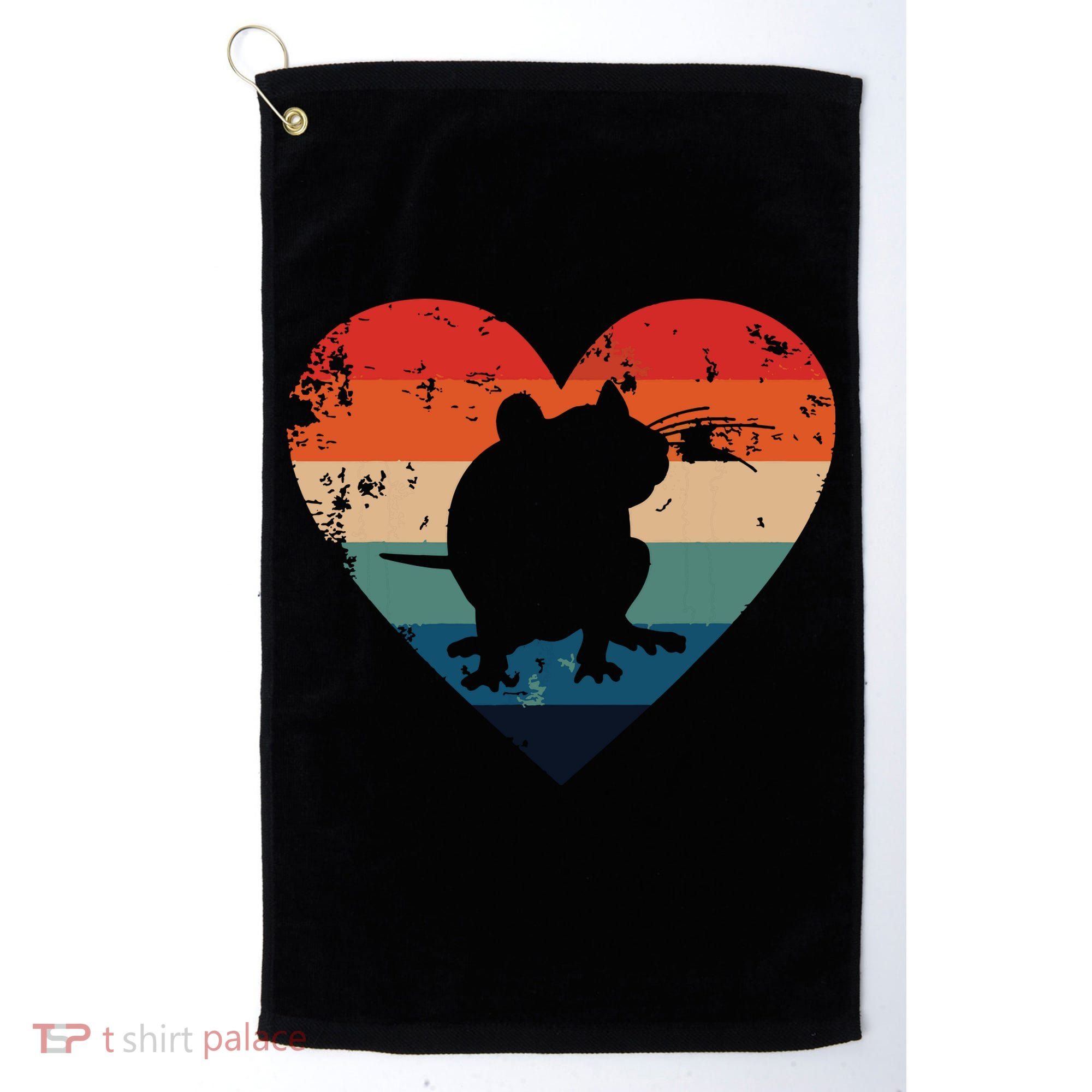 Rat Retro Heart Mouse Rodent Lover Rat Owner Golf Towel