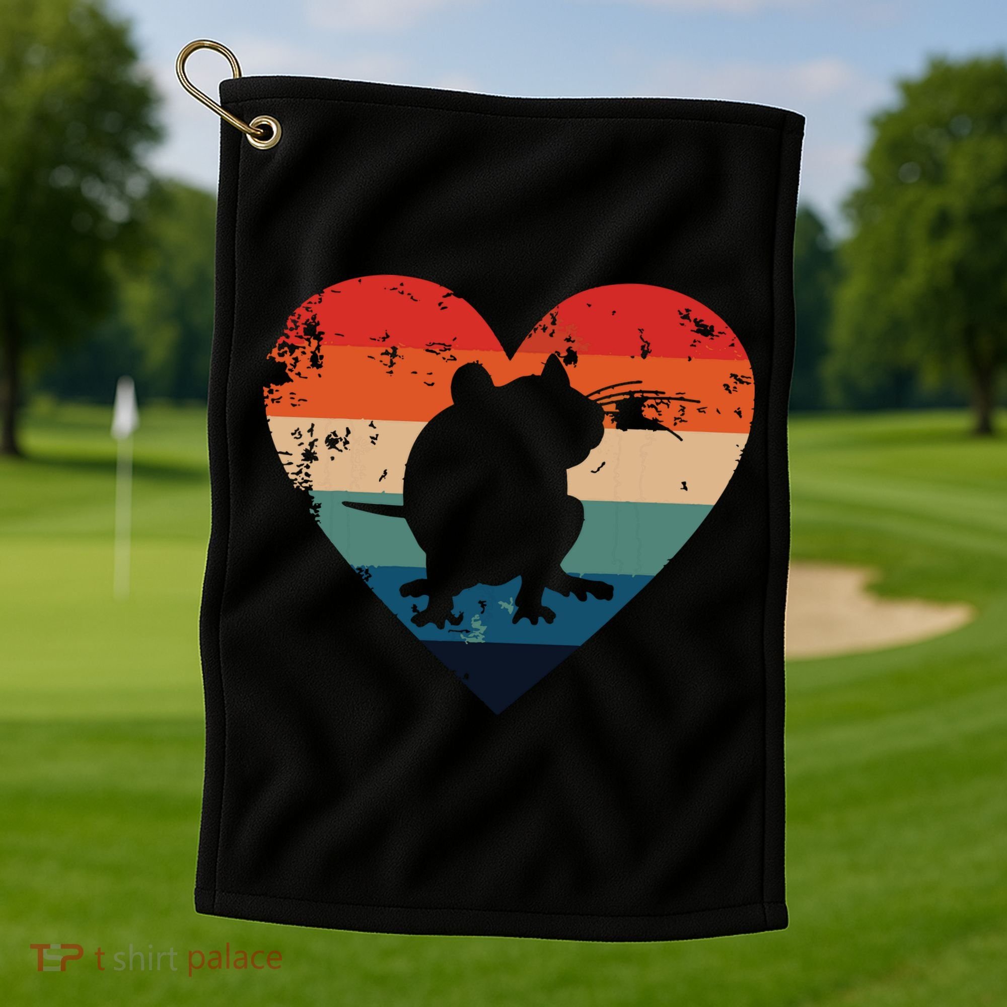 Rat Retro Heart Mouse Rodent Lover Rat Owner Golf Towel