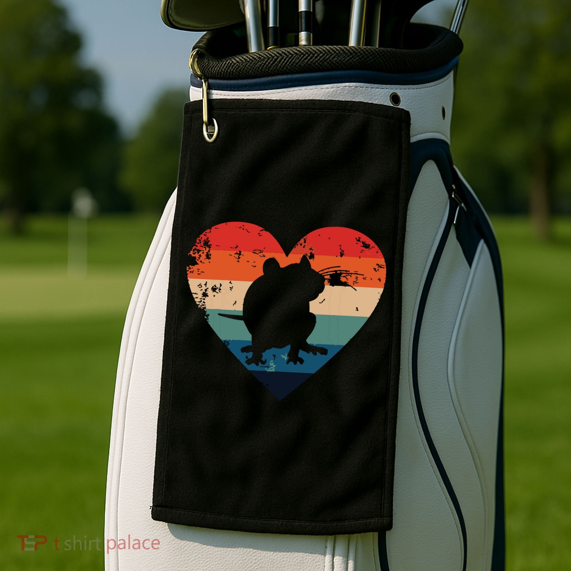Rat Retro Heart Mouse Rodent Lover Rat Owner Golf Towel