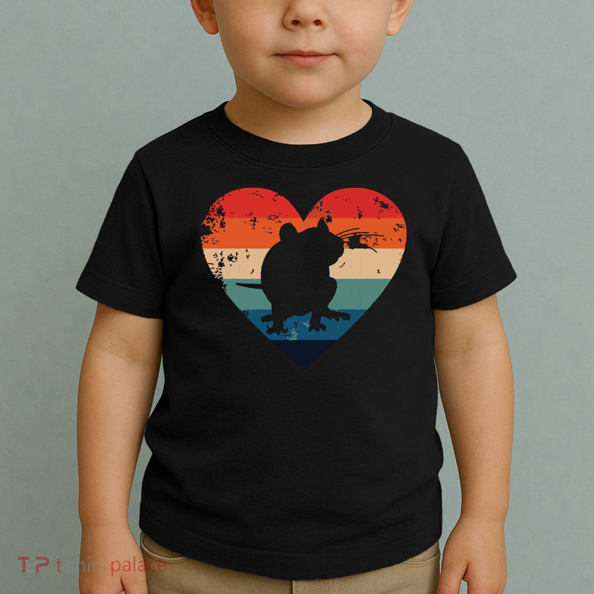 Rat Retro Heart Mouse Rodent Lover Rat Owner Toddler T-Shirt