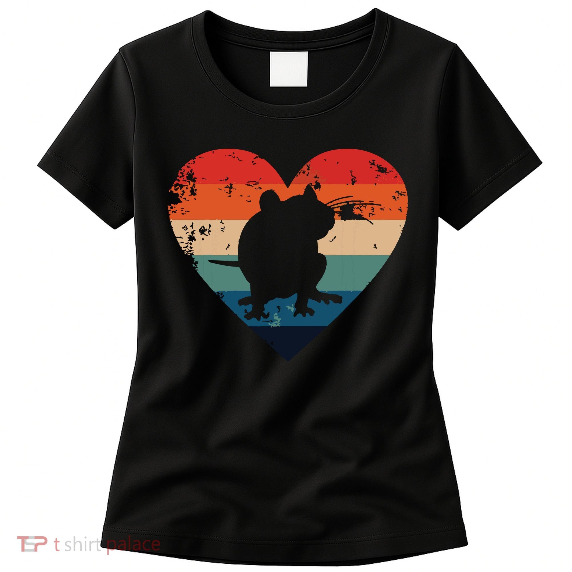 Rat Retro Heart Mouse Rodent Lover Rat Owner Women's T-Shirt