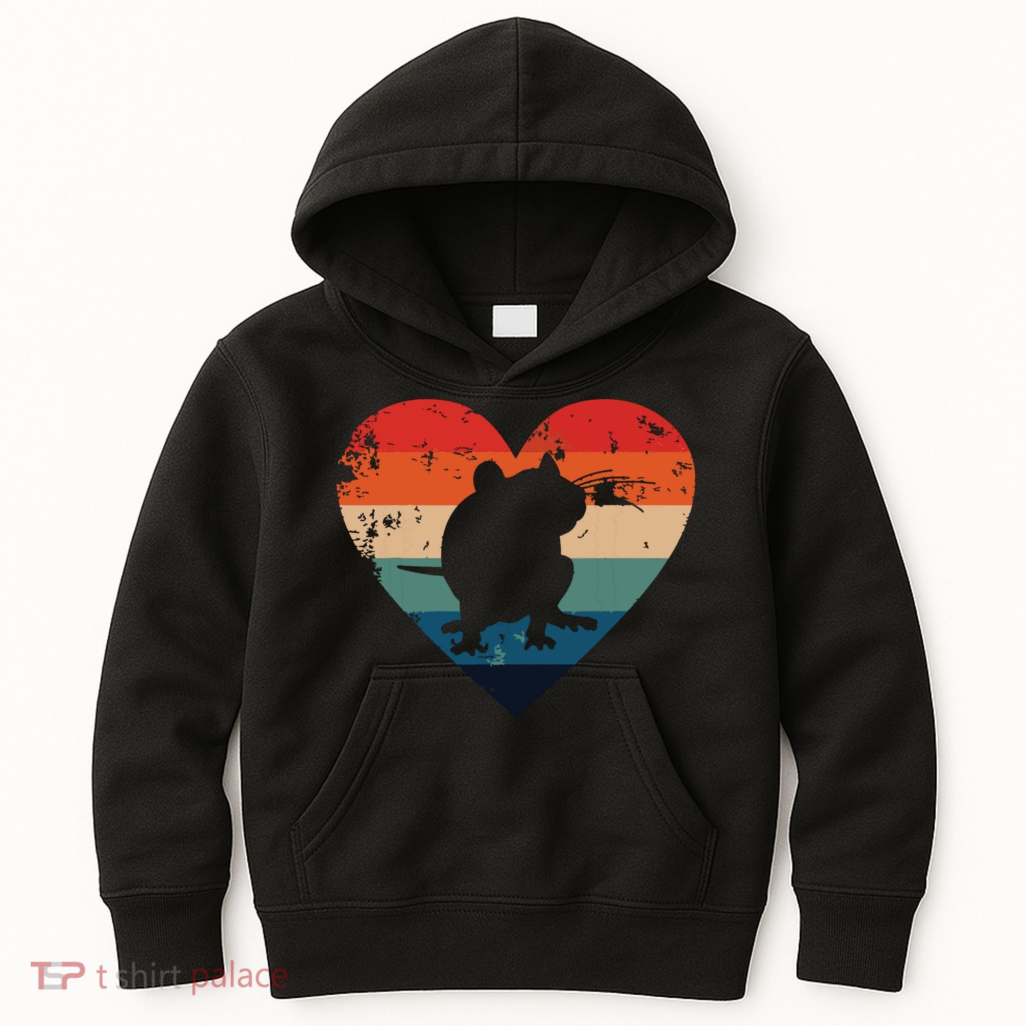 Rat Retro Heart Mouse Rodent Lover Rat Owner Kids Hoodie