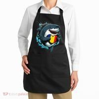 Romanian Roots Heart Romanian Pride Shark Romania Flag Apron thumb 2