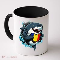 Romanian Roots Heart Romanian Pride Shark Romania Flag Coffee Mug thumb 0