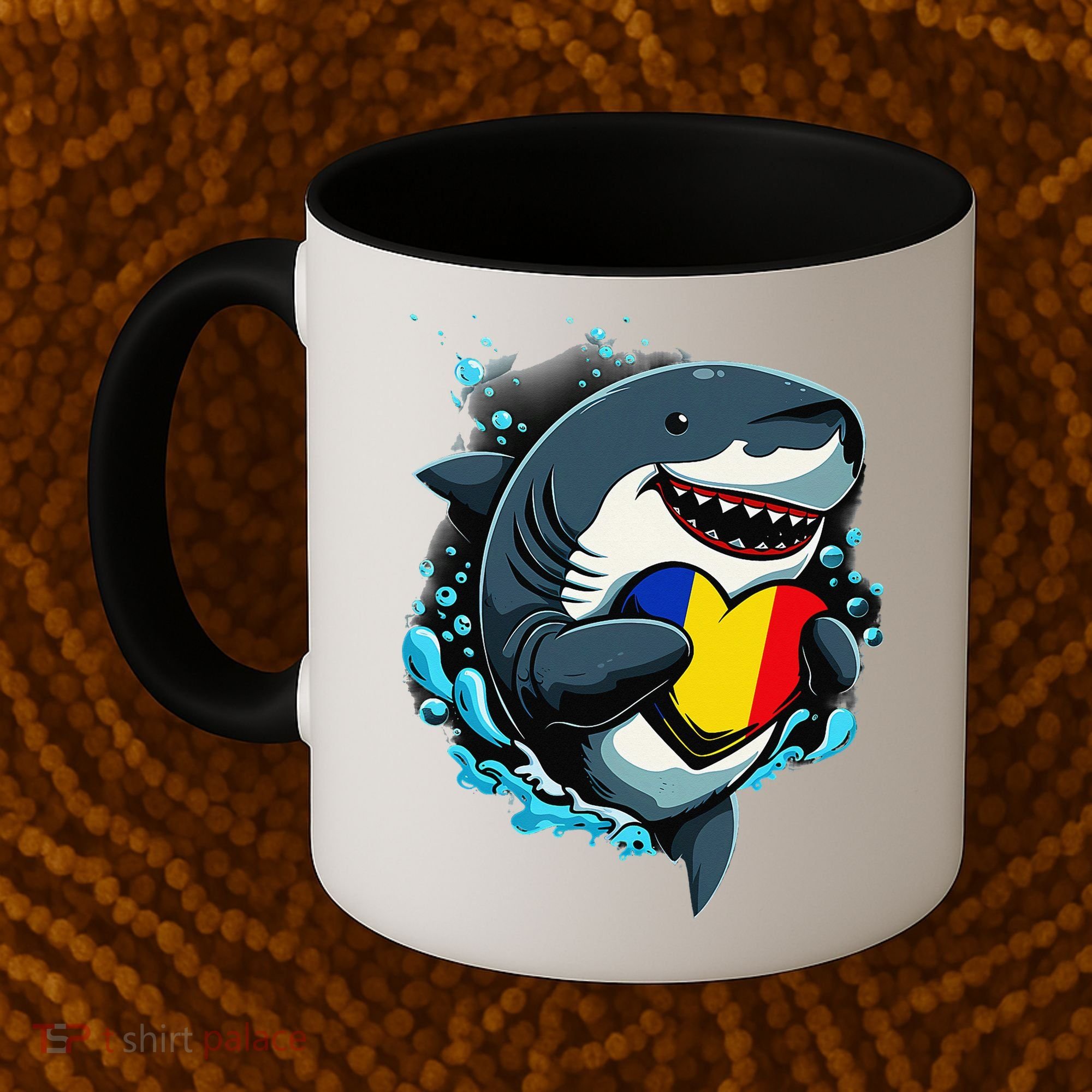 Romanian Roots Heart Romanian Pride Shark Romania Flag Coffee Mug