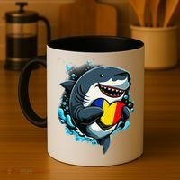 Romanian Roots Heart Romanian Pride Shark Romania Flag Coffee Mug thumb 4