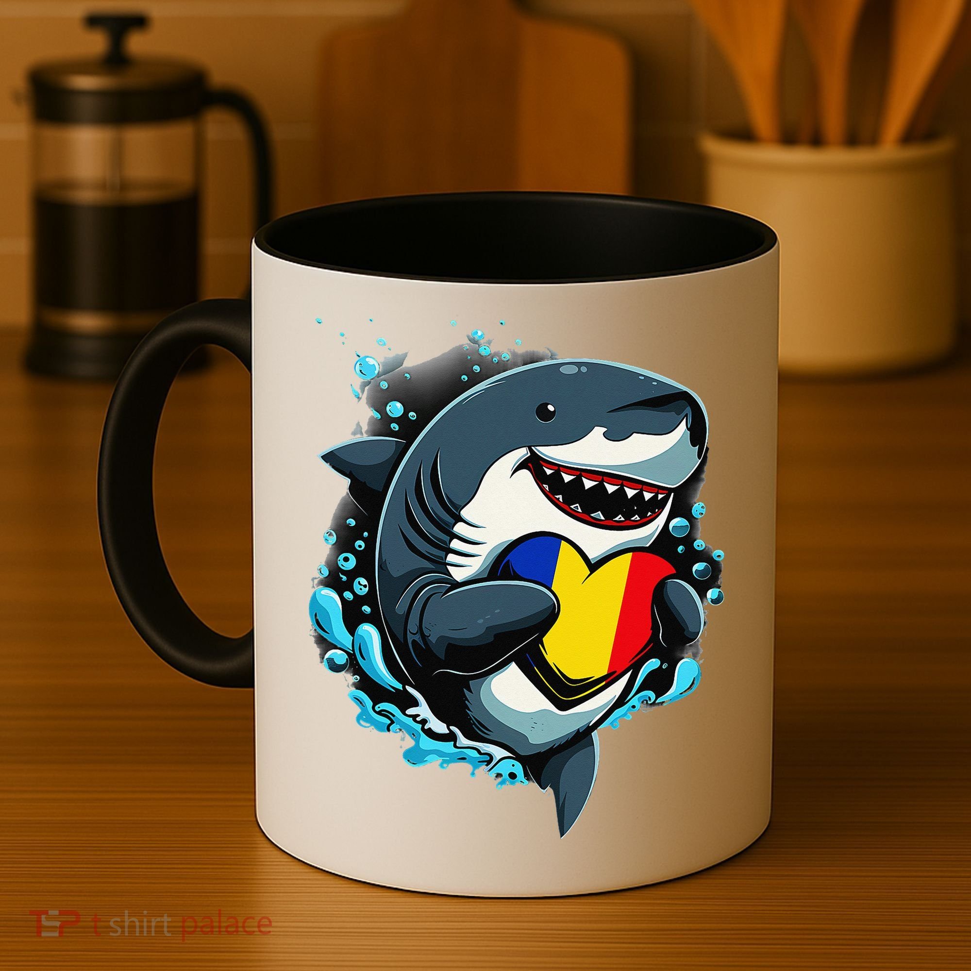 Romanian Roots Heart Romanian Pride Shark Romania Flag Coffee Mug