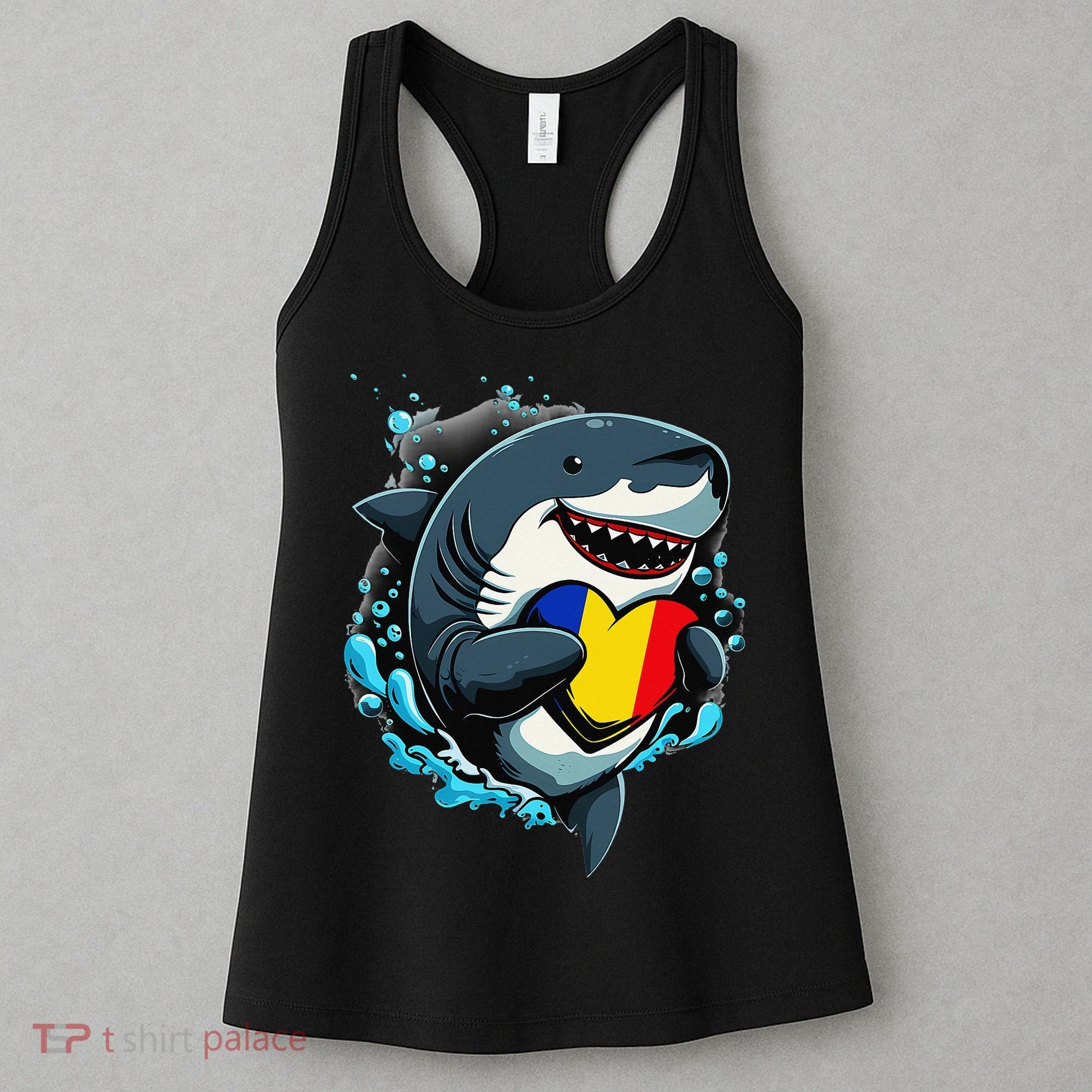 Romanian Roots Heart Romanian Pride Shark Romania Flag Women's Tank Top